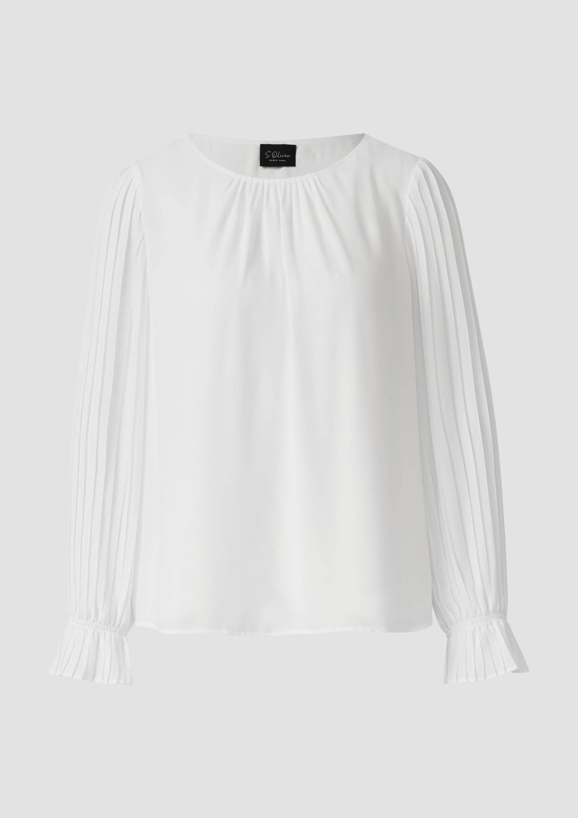 s.Oliver - Festliche Bluse: Regular Fit mit U-Boot-Ausschnitt & Volantärmeln, Damen, creme von s.Oliver