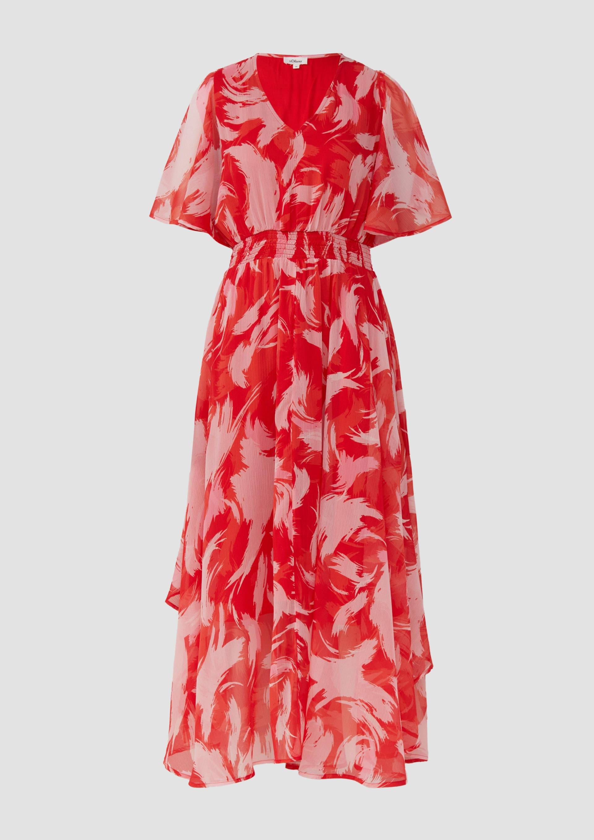 s.Oliver - Maxikleid aus Chiffon mit gesmokter Taille, Damen, rot von s.Oliver