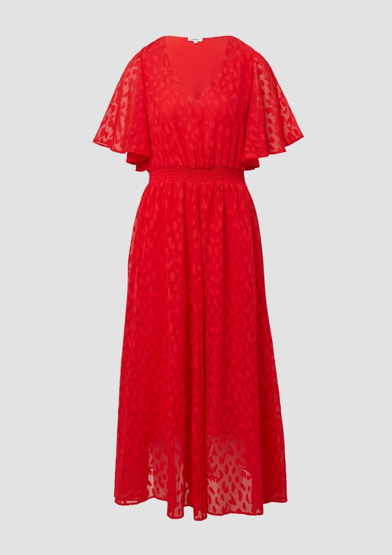 s.Oliver - Festliches Maxikleid aus Struktur-Chiffon mit gesmokter Taille, Damen, rot von s.Oliver