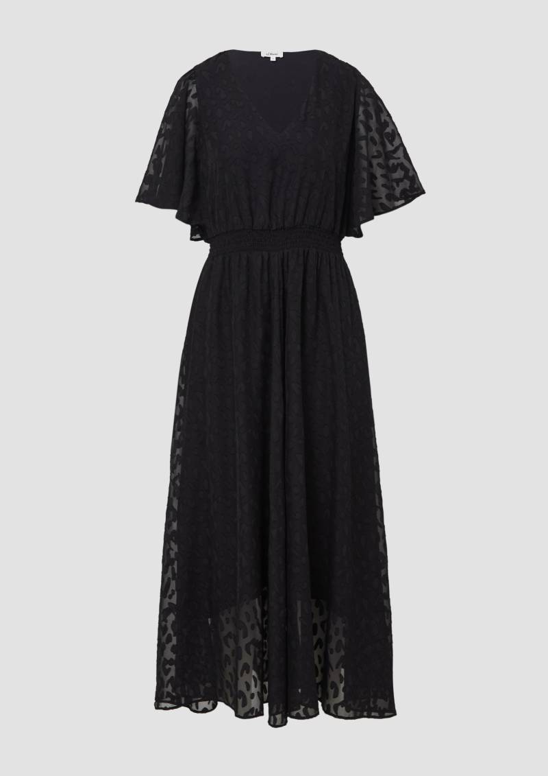 s.Oliver - Festliches Maxikleid aus Struktur-Chiffon mit gesmokter Taille, Damen, schwarz von s.Oliver