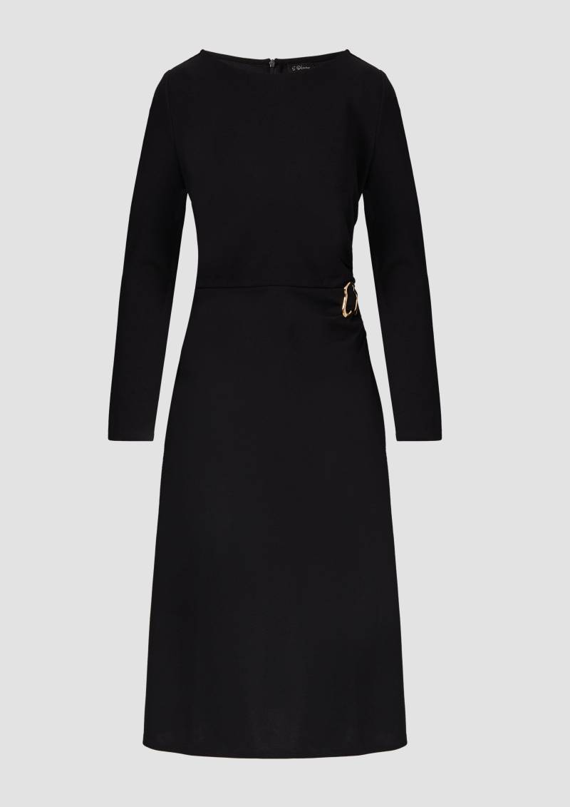 s.Oliver - Festliches Midi-Kleid aus Interlock-Jersey mit Brosche, Damen, schwarz von s.Oliver