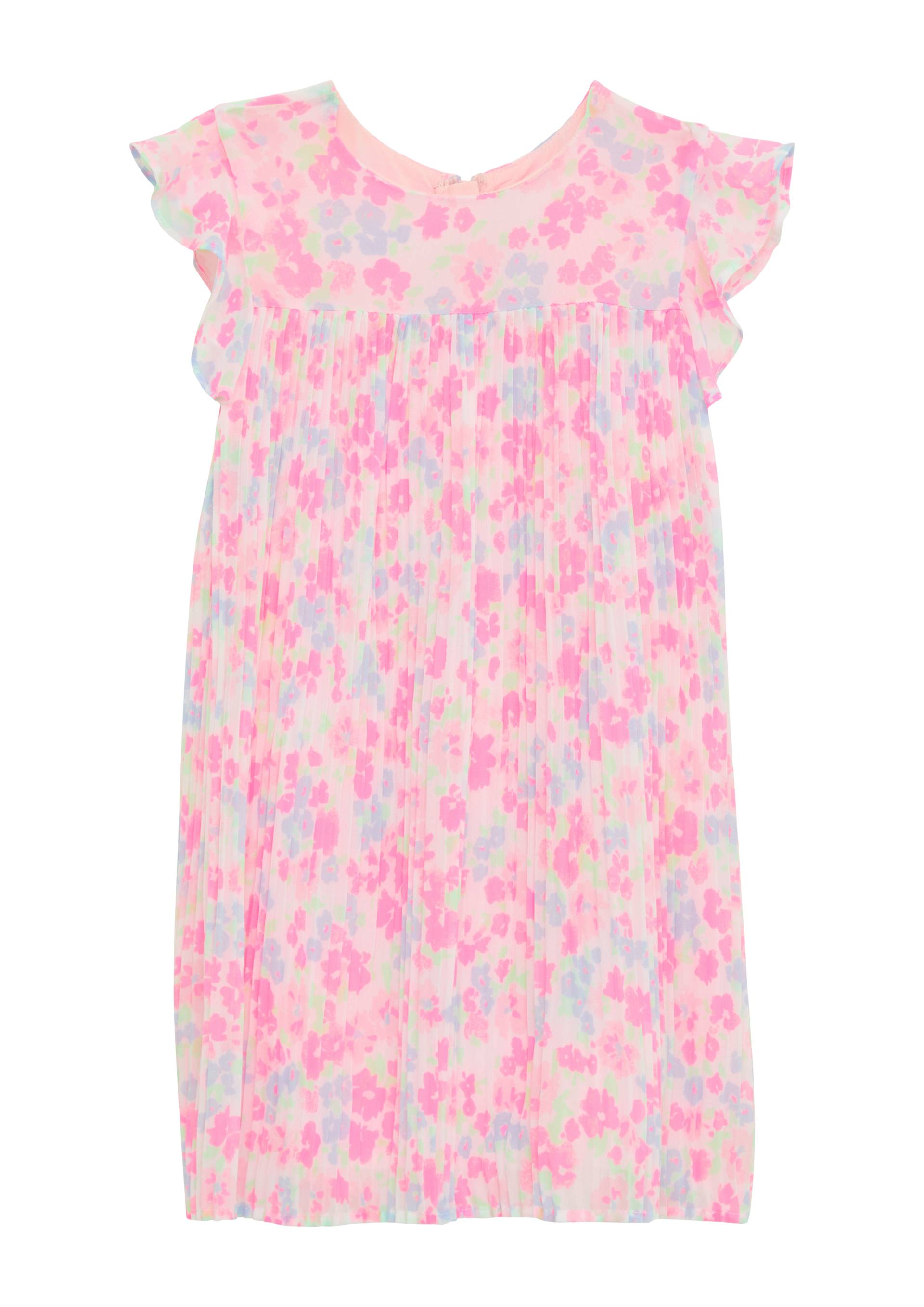 s.Oliver - Festliches Plisseekleid in A-Shape mit Volantärmeln, Kinder, mehrfarbig|weiß von s.Oliver