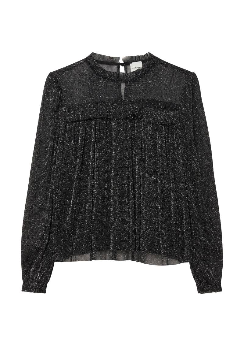 s.Oliver - Festliches Shirt aus Glitzermesh mit Rüschen, Mädchen, schwarz von s.Oliver