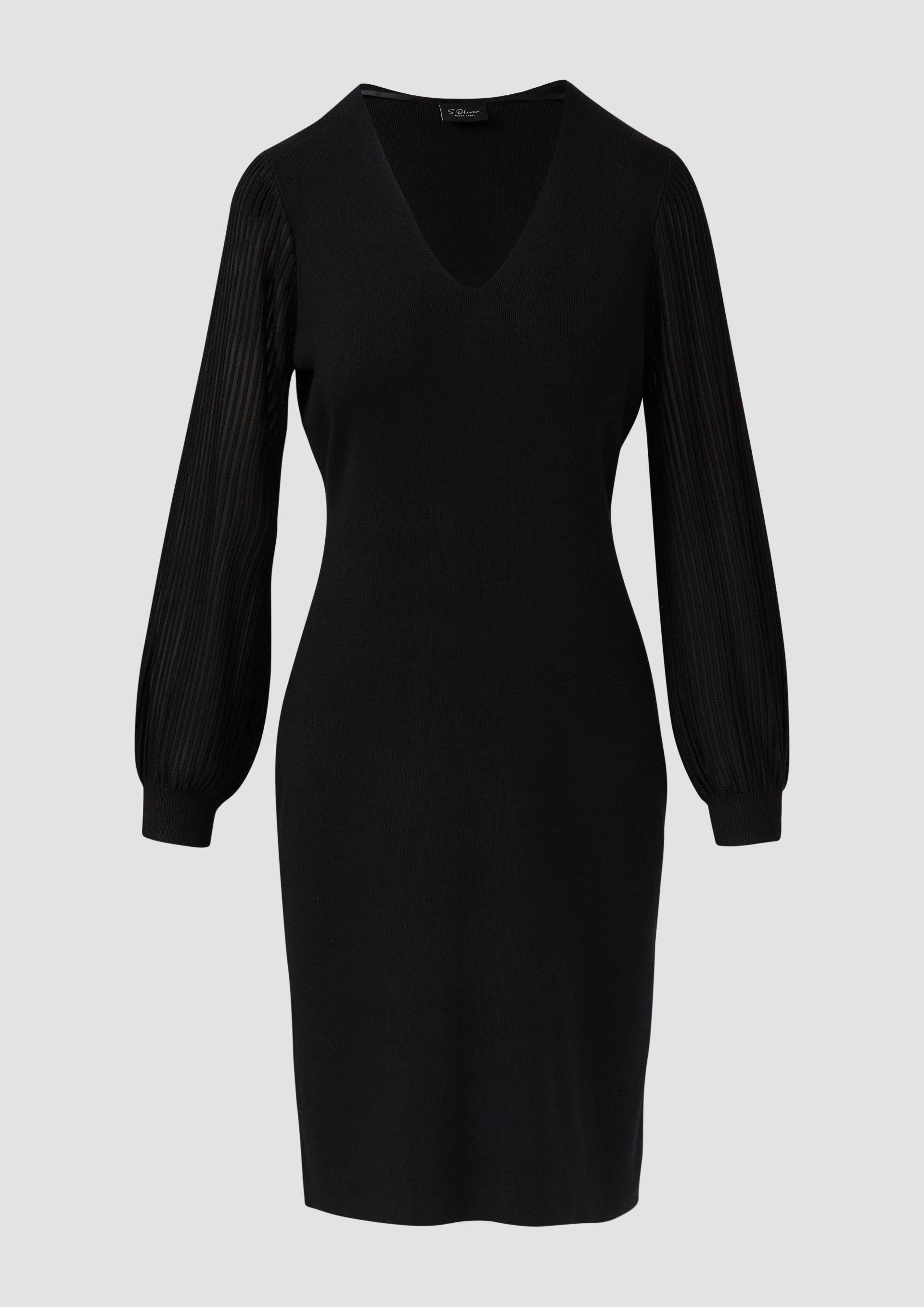 s.Oliver - Figurumspielendes Kleid aus Viskosemix mit semitransparenten Ärmeln, Damen, schwarz von s.Oliver