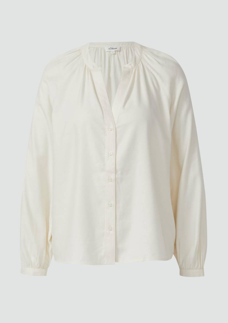 s.Oliver - Flanell-Bluse im Relaxed Fit mit Raffung, Damen, creme von s.Oliver