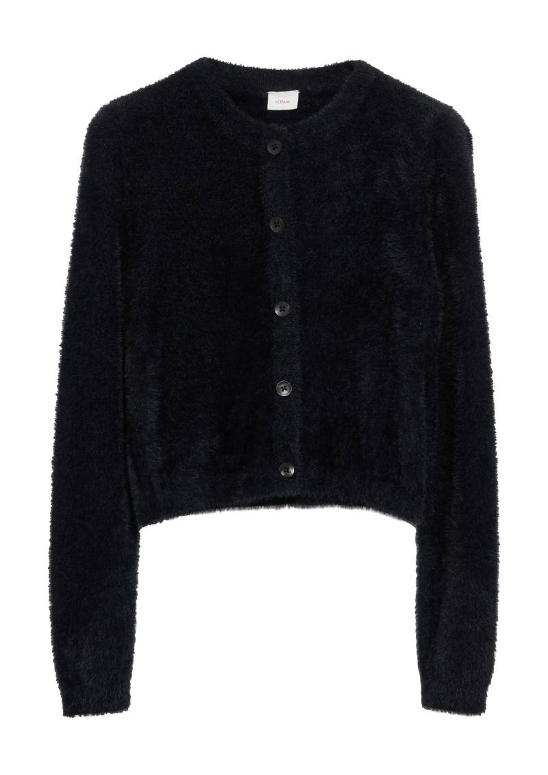 s.Oliver - Flauschige Strickjacke aus Effekt-Garn, Mädchen, schwarz von s.Oliver