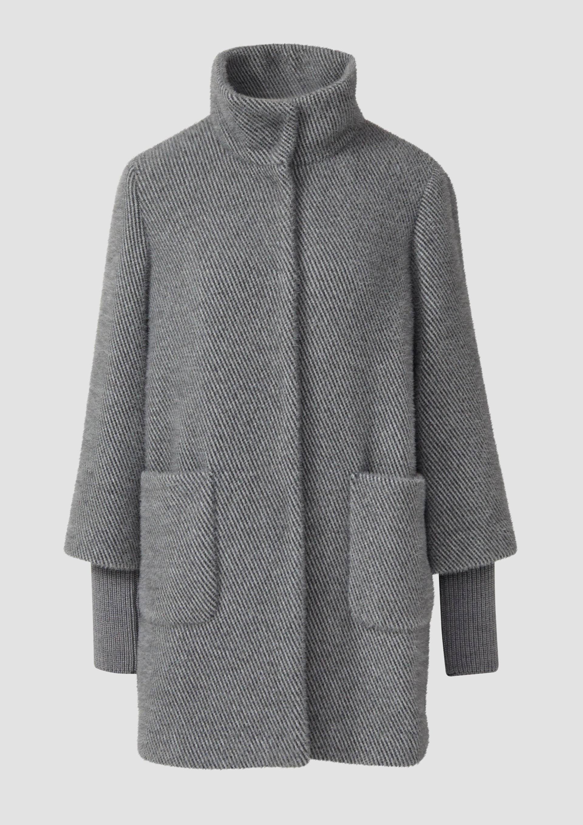 s.Oliver - Flauschiger Mantel mit Stehkragen und Rippbündchen, Damen, grau von s.Oliver