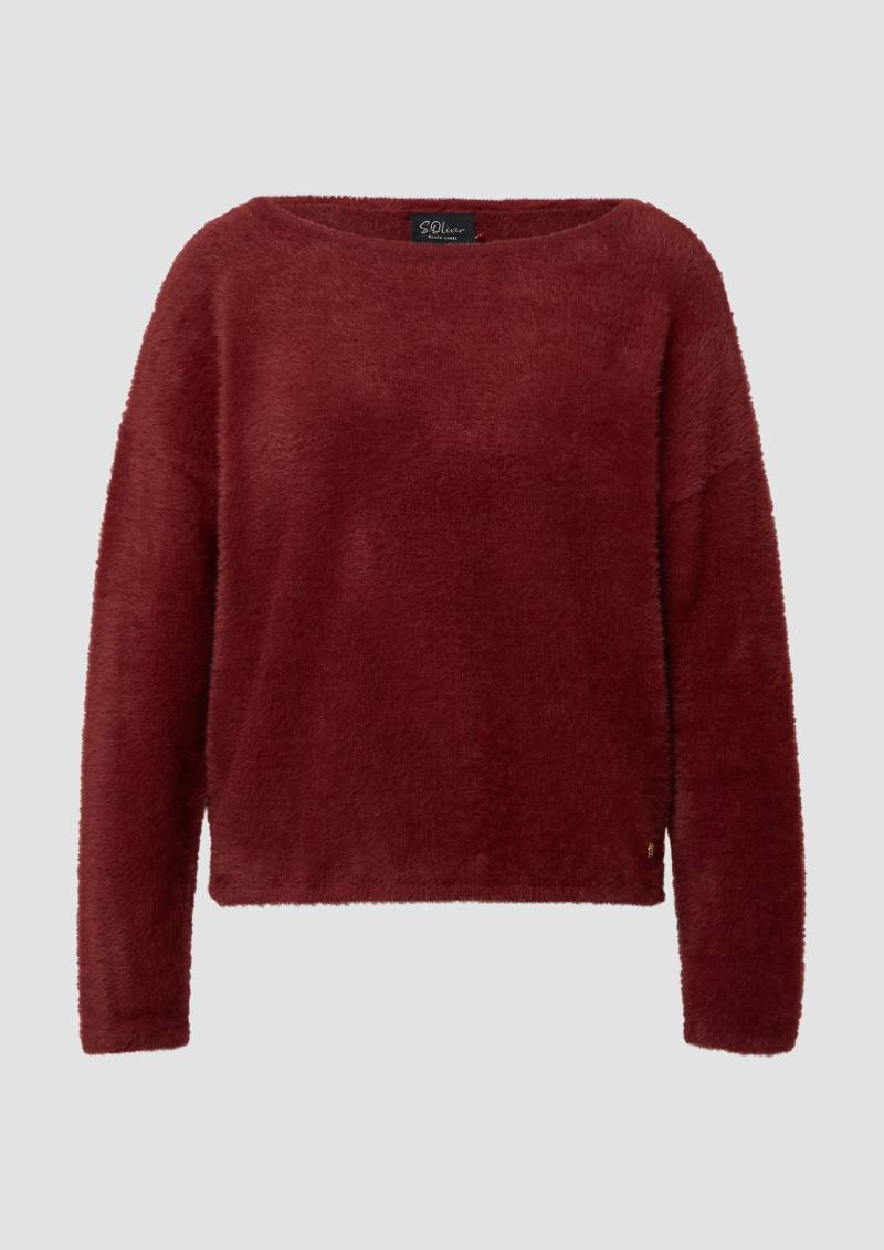 s.Oliver - Flauschiger Relaxed-Fit-Pullover mit U-Boot-Ausschnitt, Damen, rot von s.Oliver
