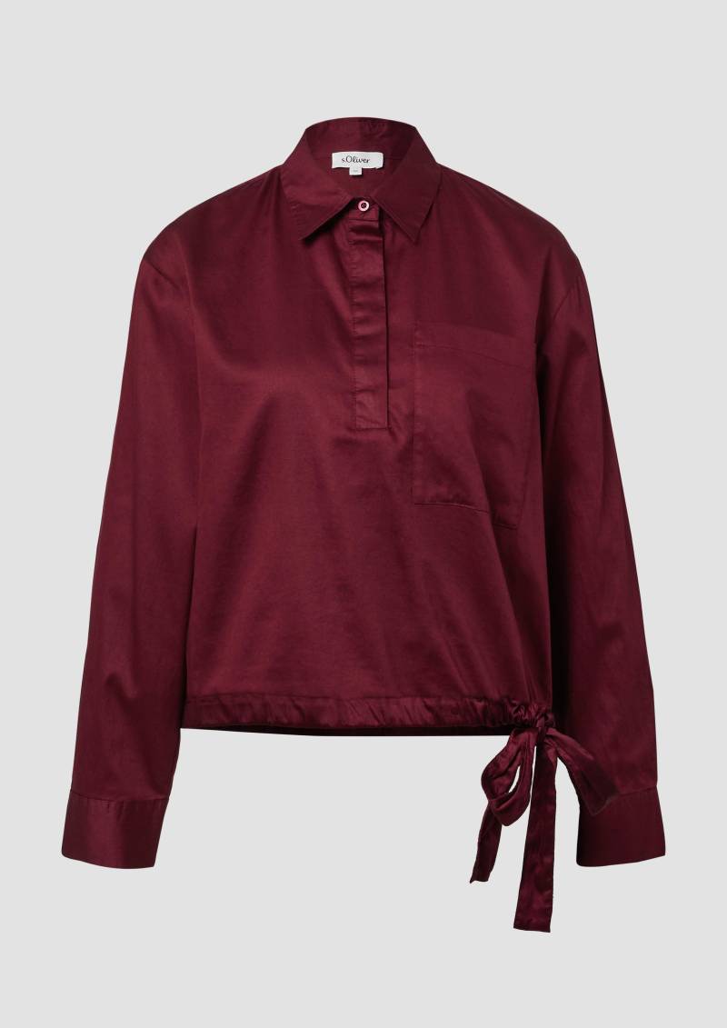 s.Oliver - Baumwollsatin-Bluse mit Bindedetail am Saum, Damen, rot von s.Oliver
