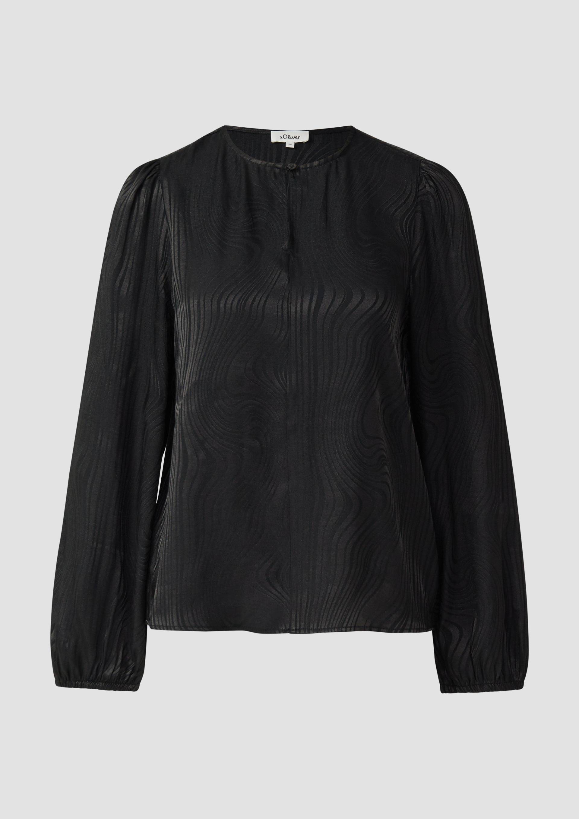 s.Oliver - Fließende Jacquardbluse mit Raffung, Damen, schwarz von s.Oliver