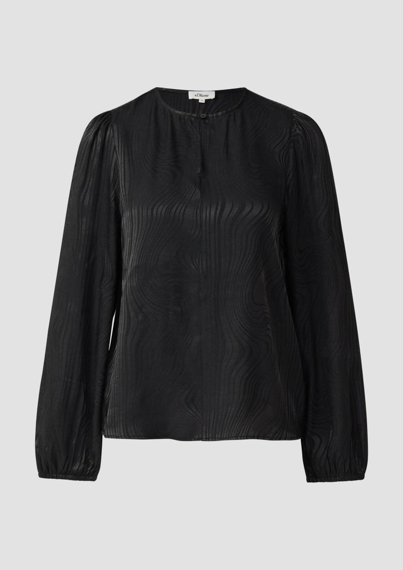 s.Oliver - Fließende Jacquardbluse mit Raffung, Damen, schwarz von s.Oliver