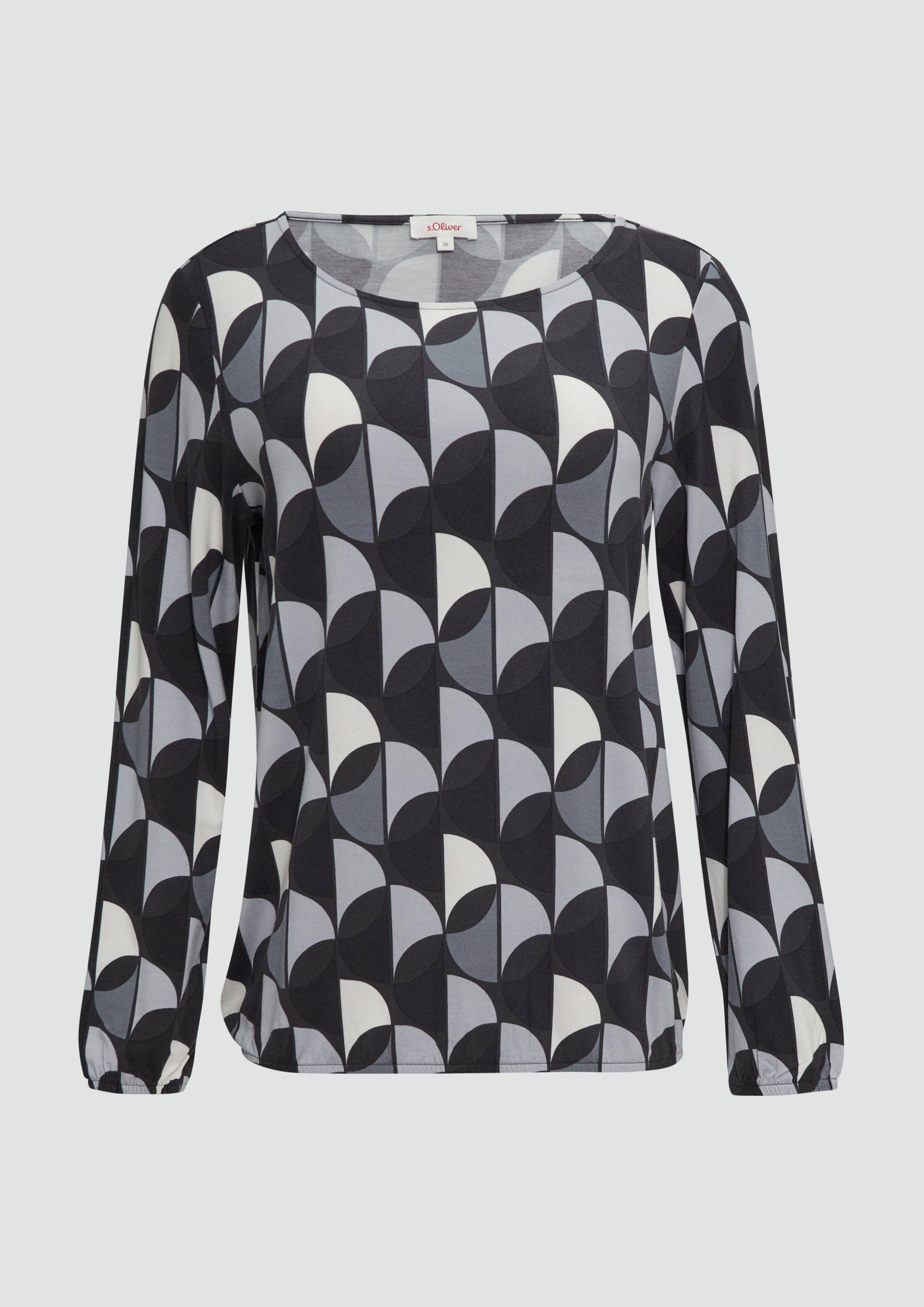 s.Oliver - Fließendes Blusenshirt mit U-Boot-Ausschnitt, Damen, grau von s.Oliver