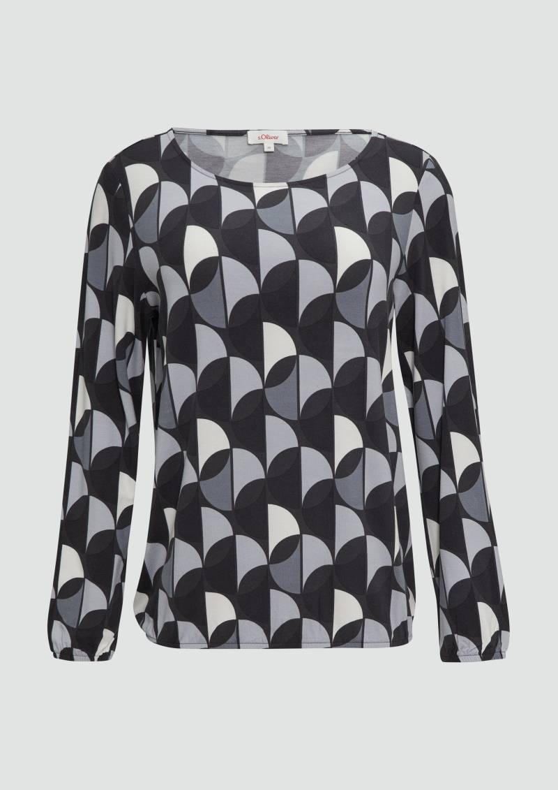 s.Oliver - Fließendes Blusenshirt mit U-Boot-Ausschnitt, Damen, grau von s.Oliver