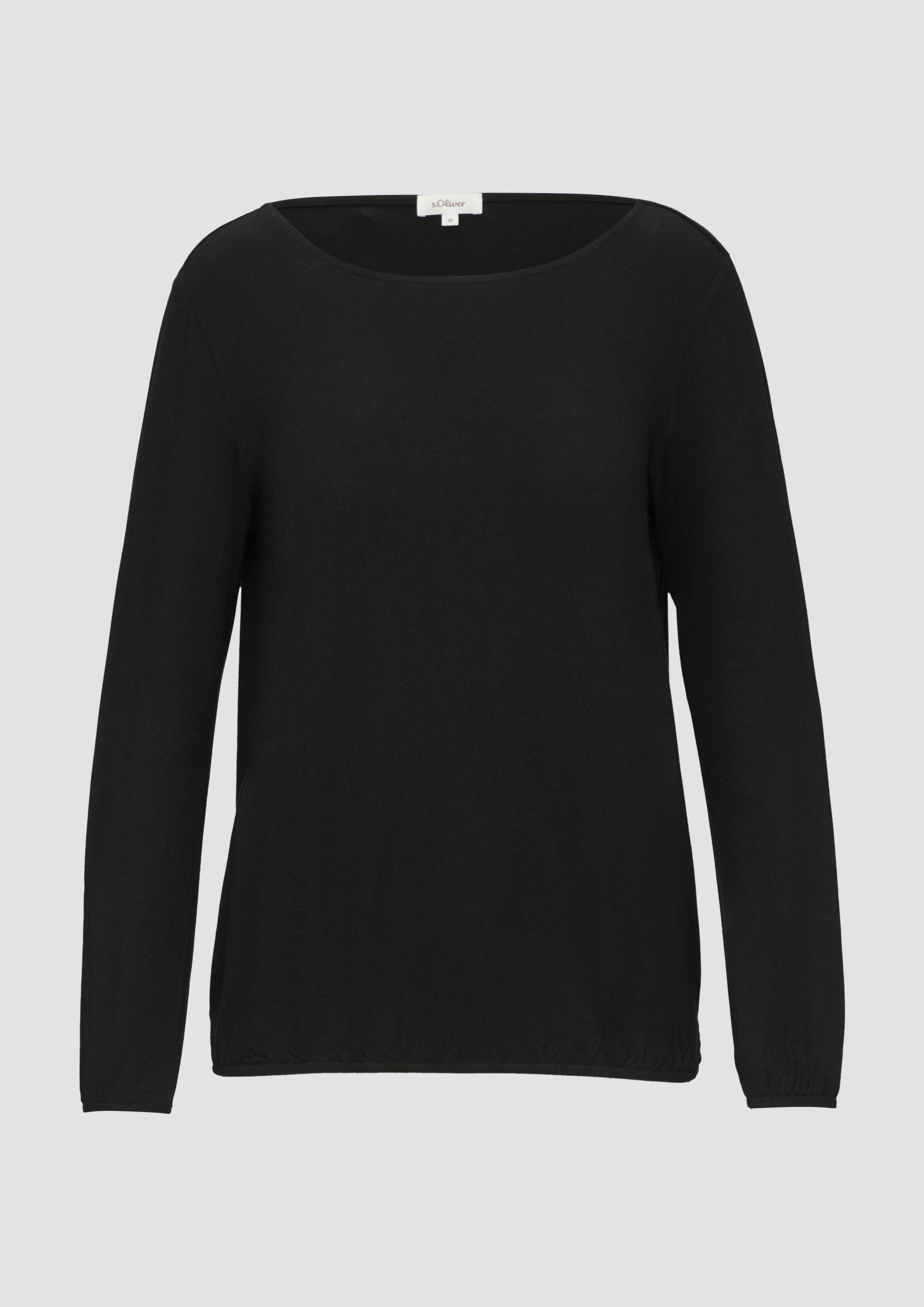 s.Oliver - Fließendes Blusenshirt mit U-Boot-Ausschnitt, Damen, schwarz von s.Oliver