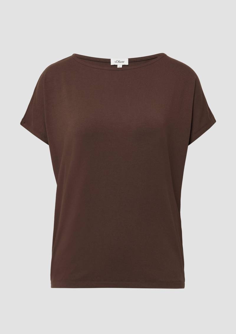 s.Oliver - Fließendes Jersey-Shirt mit überschnittenen Schultern, Damen, braun von s.Oliver