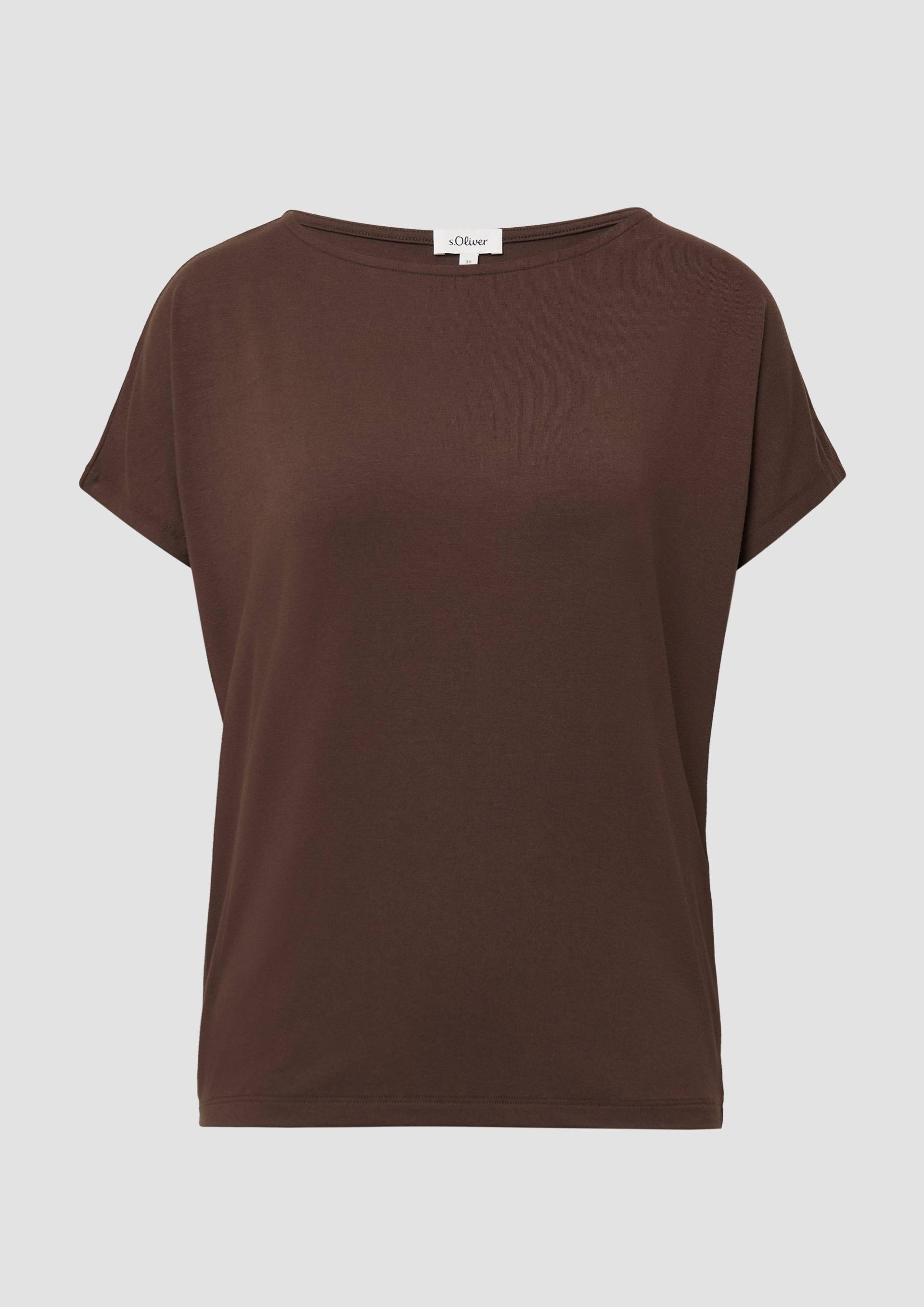 s.Oliver - Fließendes Jersey-Shirt mit überschnittenen Schultern, Damen, braun von s.Oliver