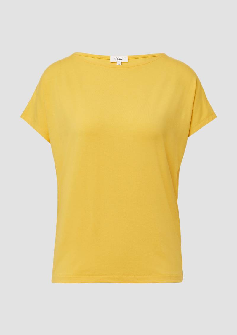 s.Oliver - Fließendes Jersey-Shirt mit überschnittenen Schultern, Damen, gelb von s.Oliver
