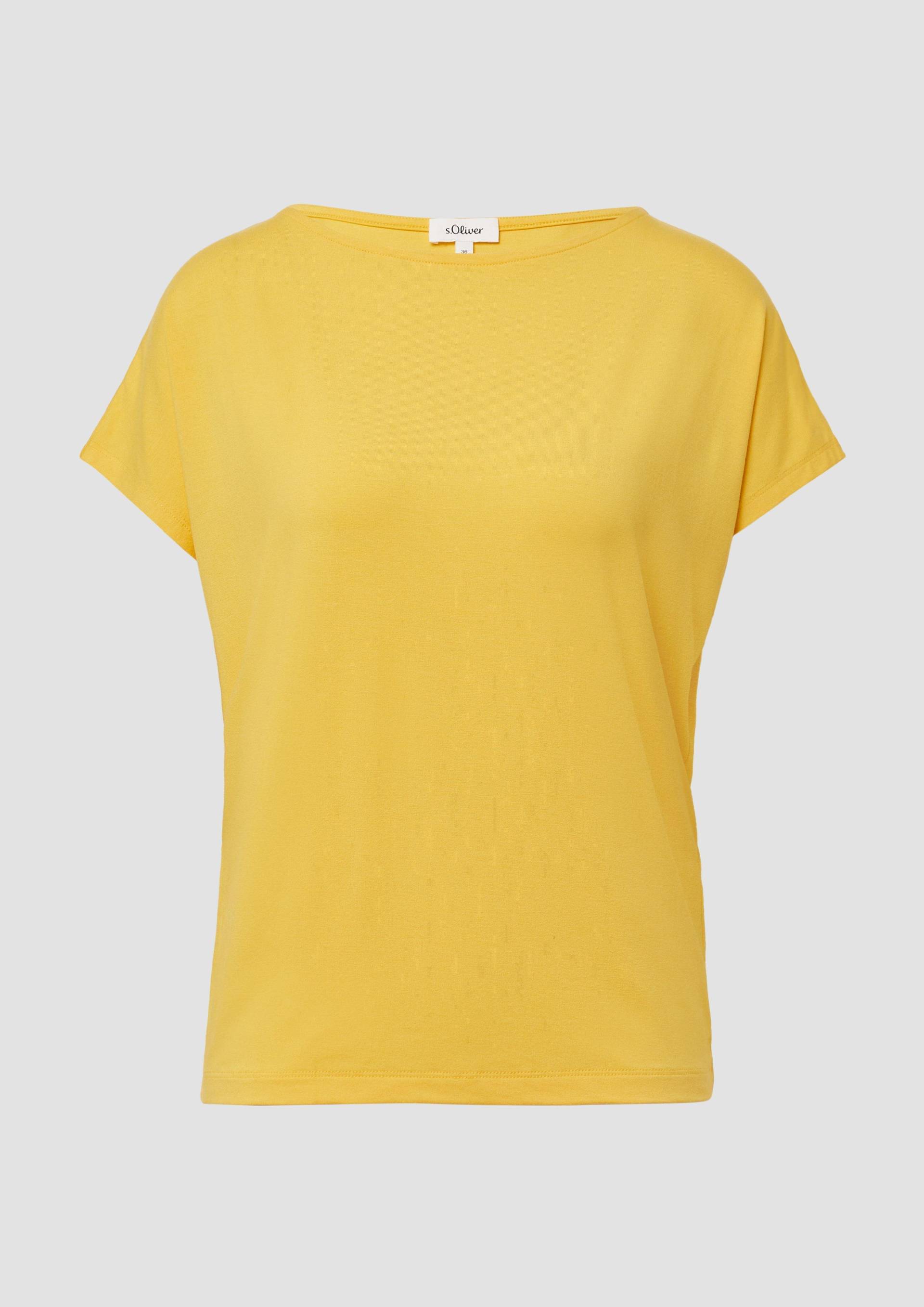 s.Oliver - Fließendes Jersey-Shirt mit überschnittenen Schultern, Damen, gelb von s.Oliver