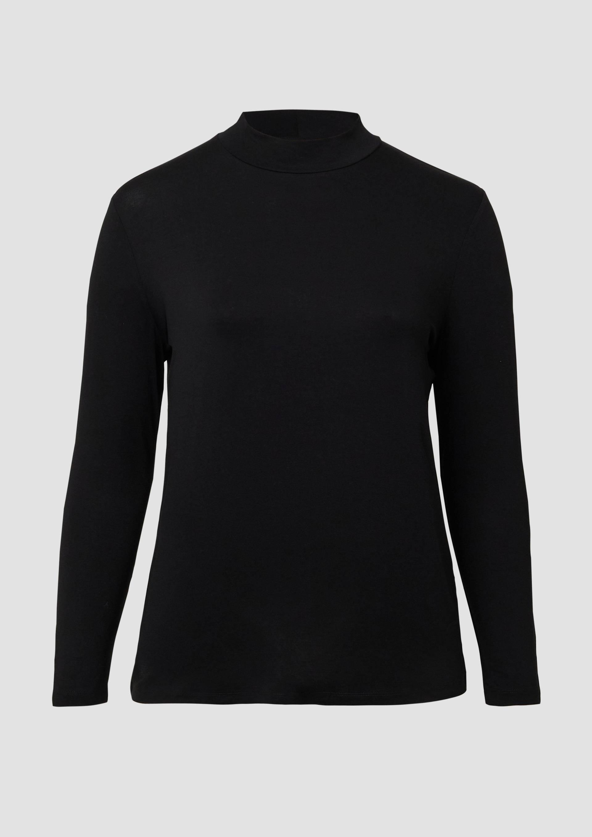 s.Oliver - Fließendes Longsleeve mit Stehkragen, Damen, schwarz von s.Oliver