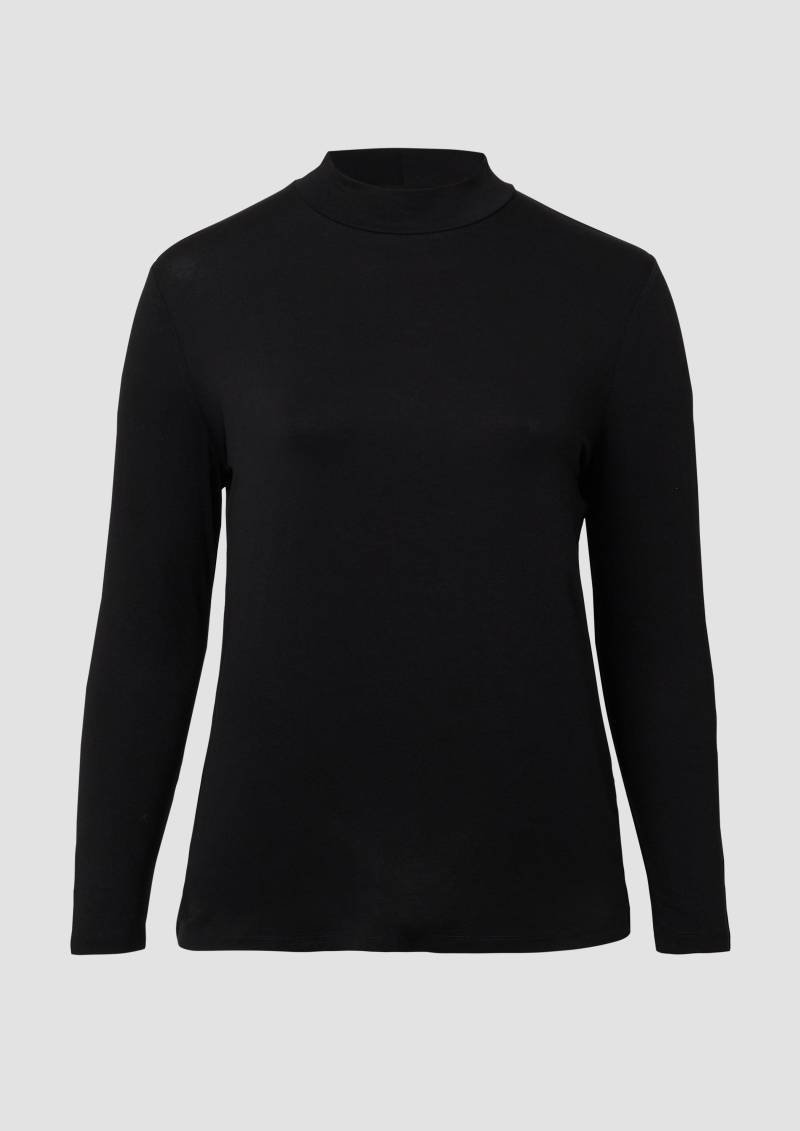 s.Oliver - Fließendes Longsleeve mit Stehkragen, Damen, schwarz von s.Oliver