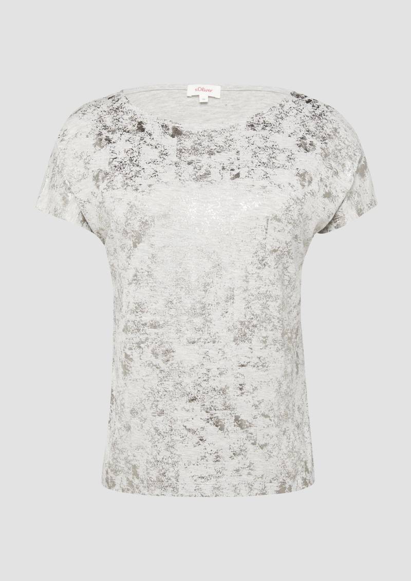 s.Oliver - Fließendes T-Shirt aus Viskosemix mit Metallic-Print, Damen, grau von s.Oliver