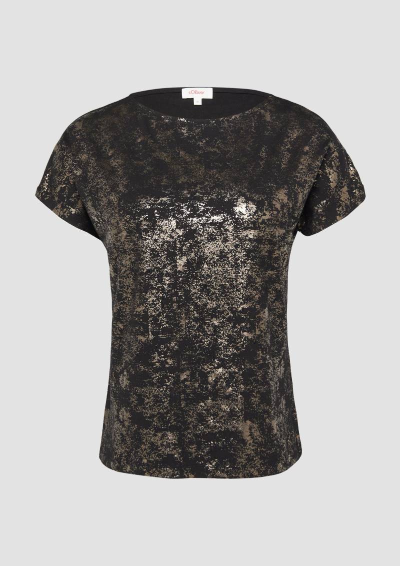 s.Oliver - Fließendes T-Shirt aus Viskosemix mit Metallic-Print, Damen, schwarz von s.Oliver