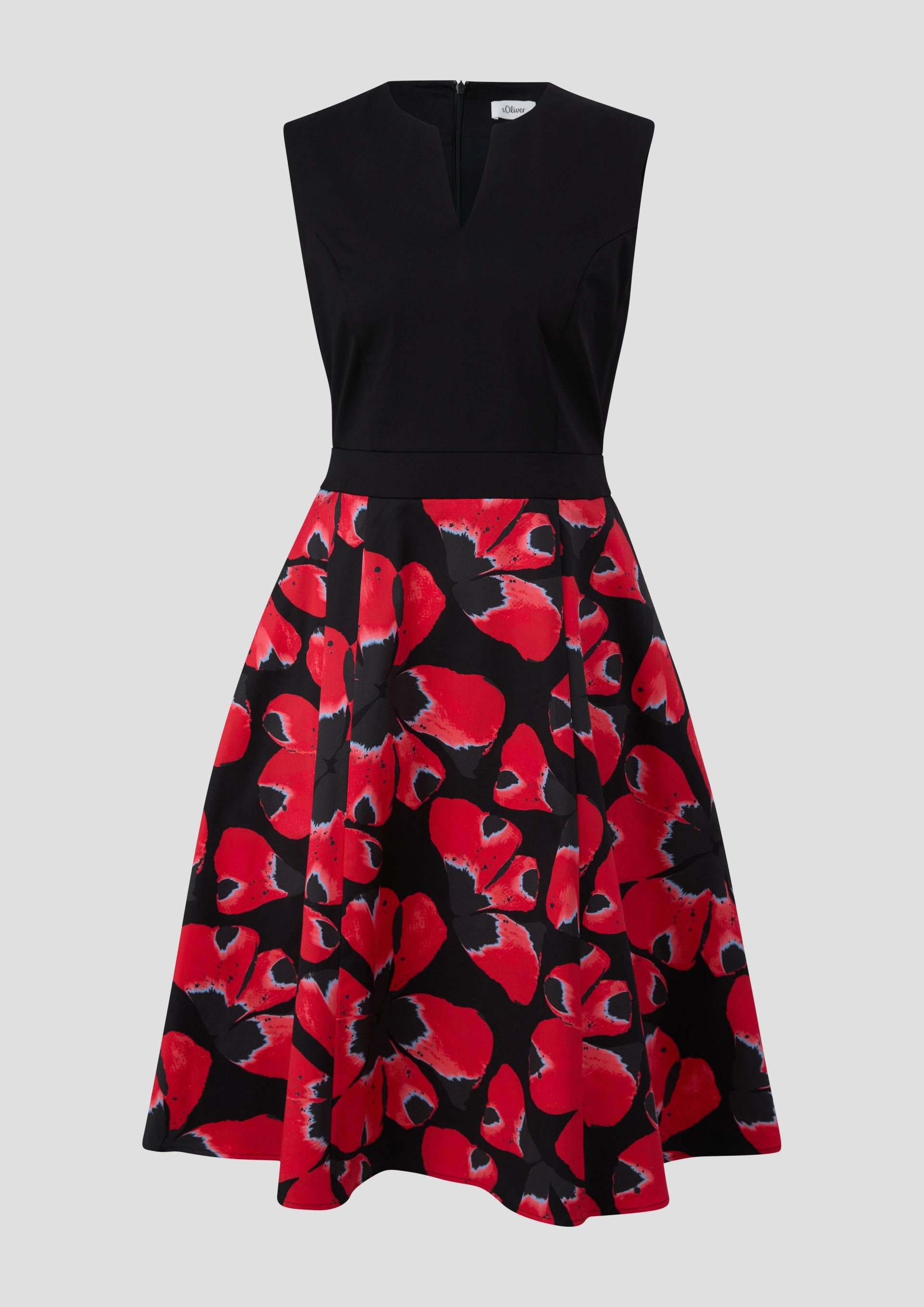 s.Oliver - Floral gemustertes Kleid mit Tunika-Ausschnitt, Damen, schwarz von s.Oliver