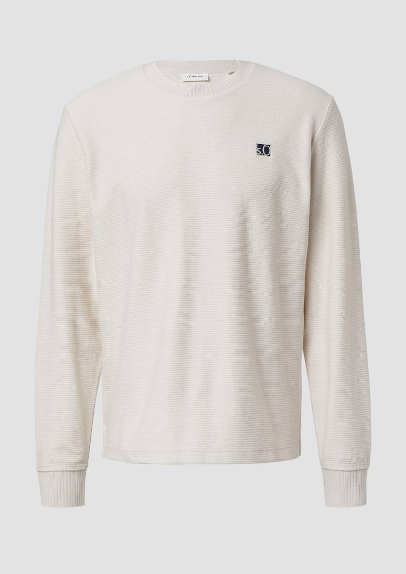 s.Oliver - Leichtes Sweatshirt mit Rippstruktur und Logo, Herren, grau von s.Oliver