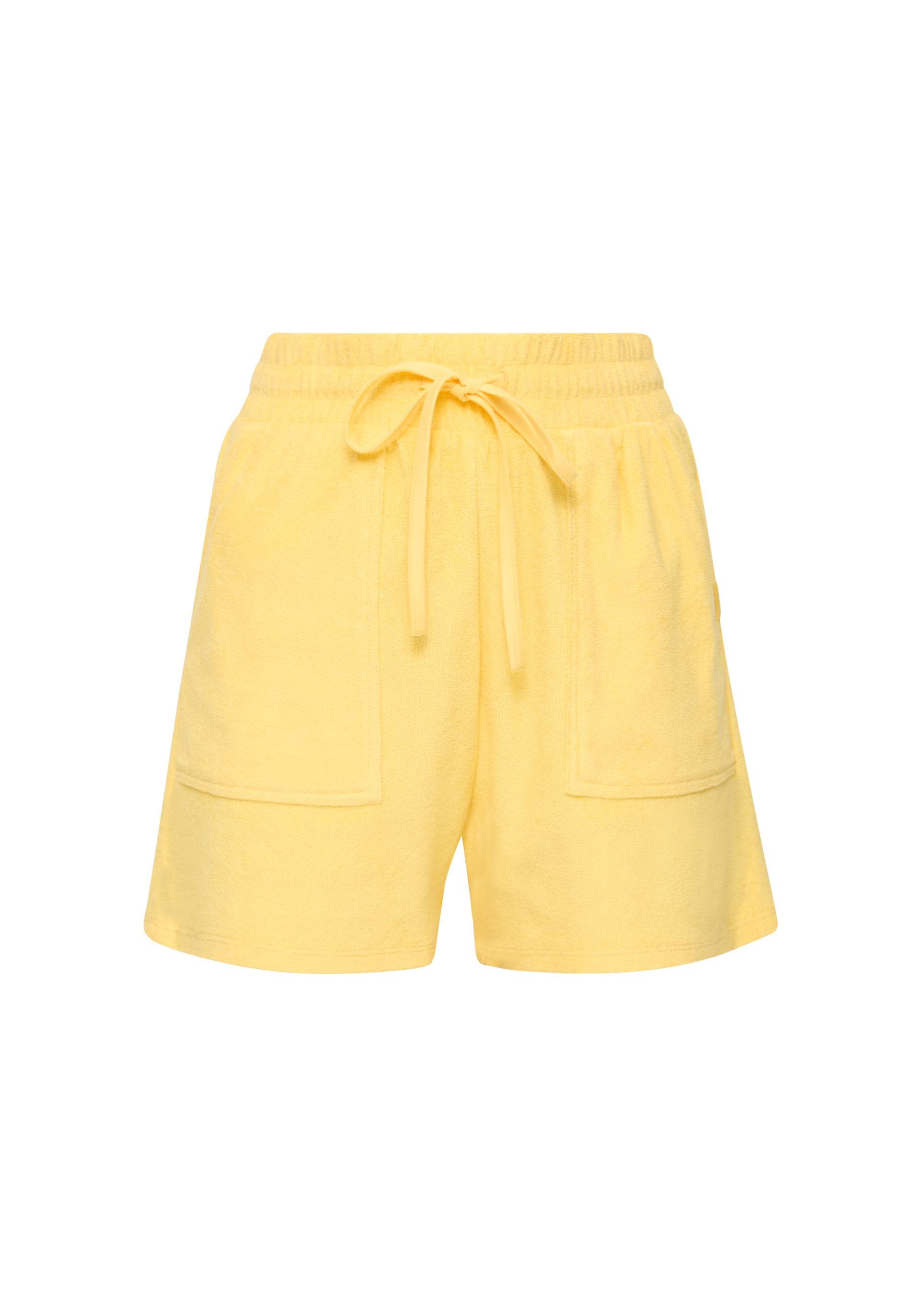 QS - Relaxed: Frottee-Shorts mit Elastikbund, Damen, gelb von QS