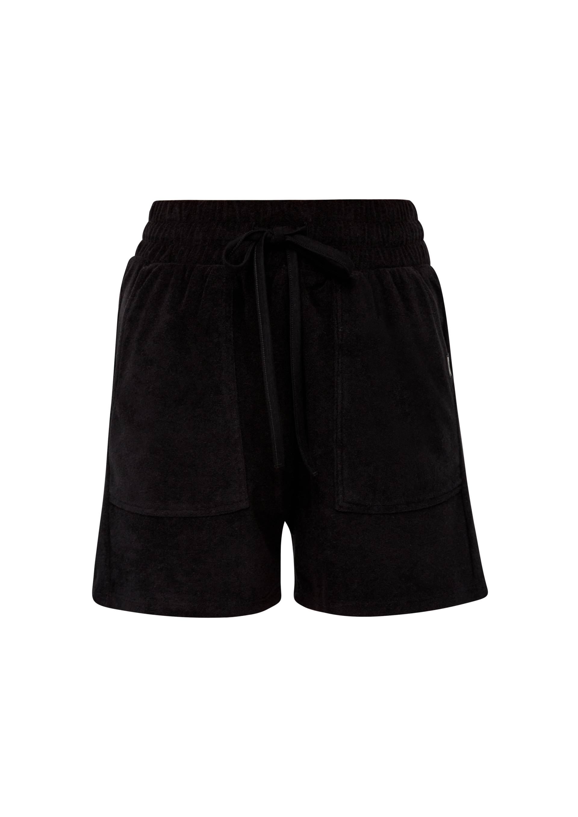 QS - Relaxed: Frottee-Shorts mit Elastikbund, Damen, schwarz von QS