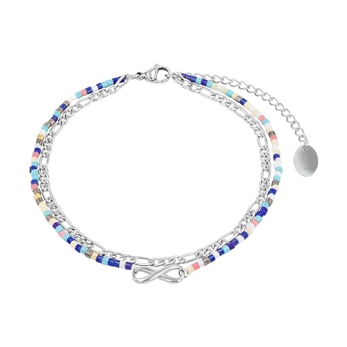 s.Oliver Fußkette Edelstahl Damen Sommerschmuck, mit Glas, 22+5 cm, Silber, Infinity, Kommt in Schmuck Geschenk Box, 2034576 von s.Oliver