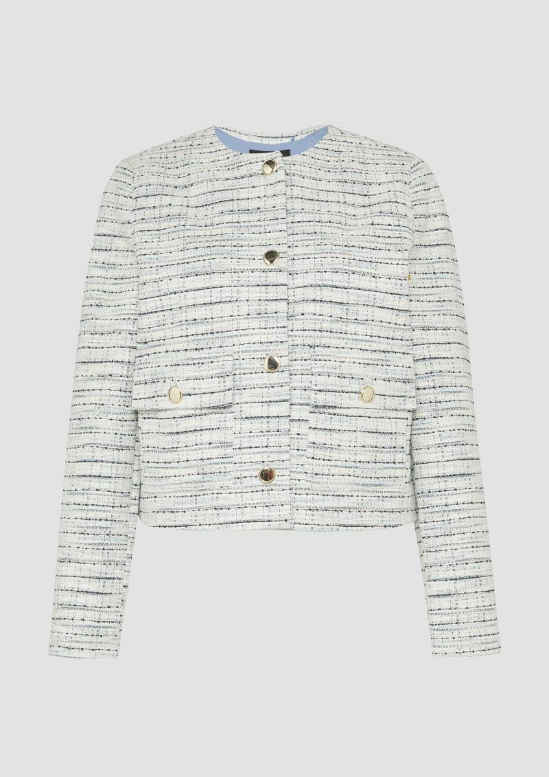 s.Oliver - Gefütterte Bouclé-Jacke mit Zierknöpfen, Damen, creme von s.Oliver