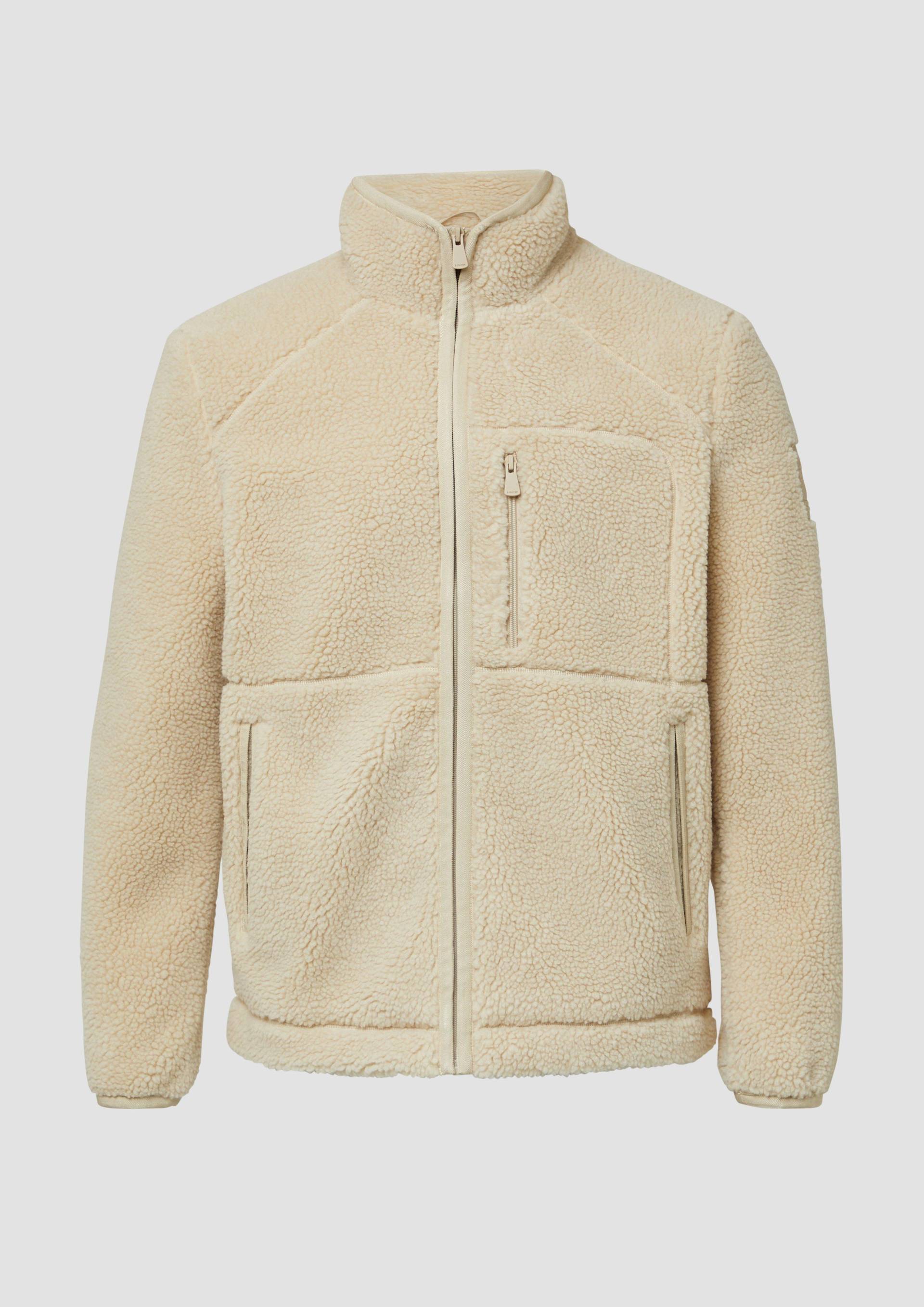 s.Oliver - Gefütterte Jacke aus Teddy-Plüsch mit Zip-Details, Herren, Beige von s.Oliver
