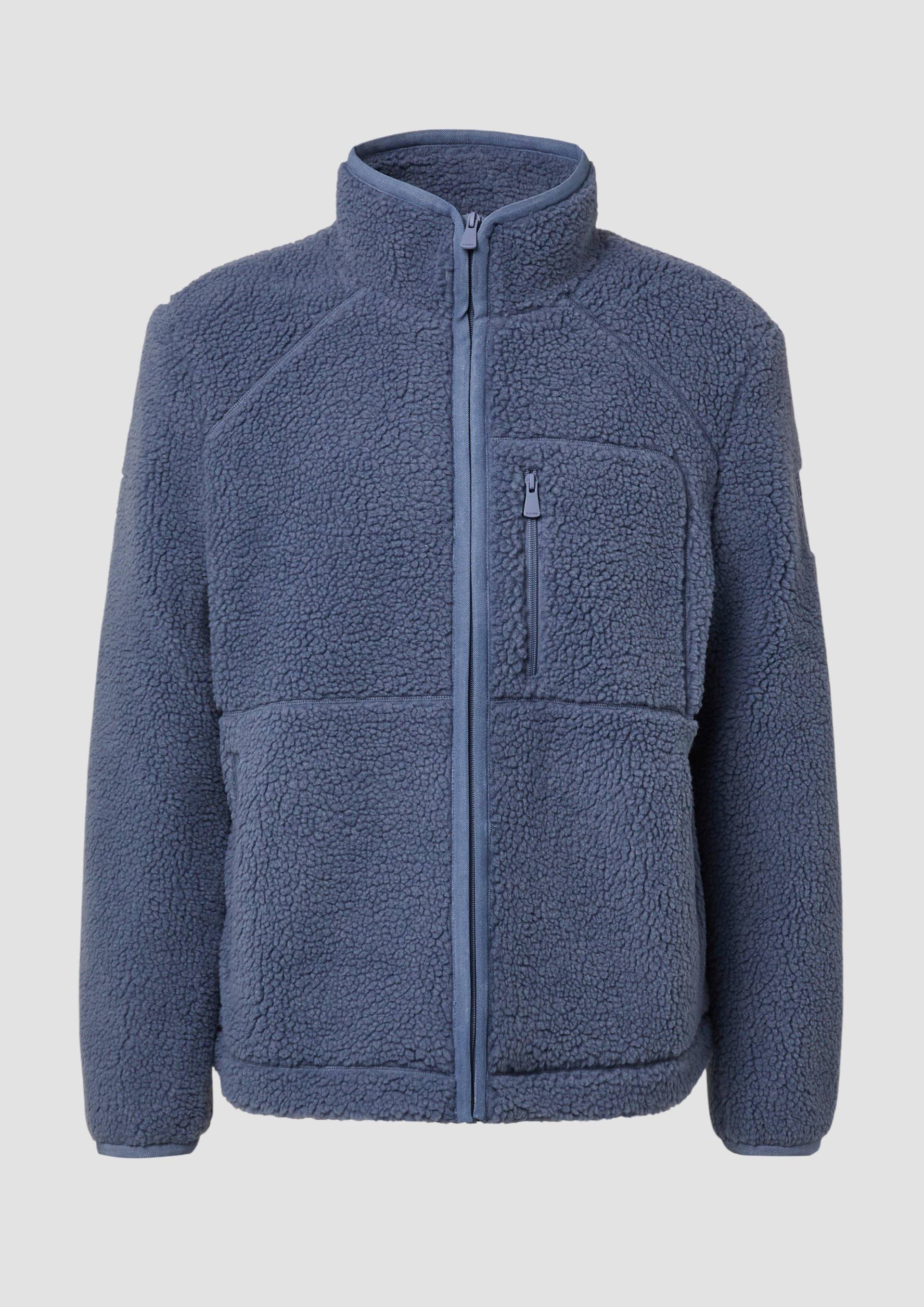 s.Oliver - Gefütterte Jacke aus Teddy-Plüsch mit Zip-Details, Herren, blau von s.Oliver