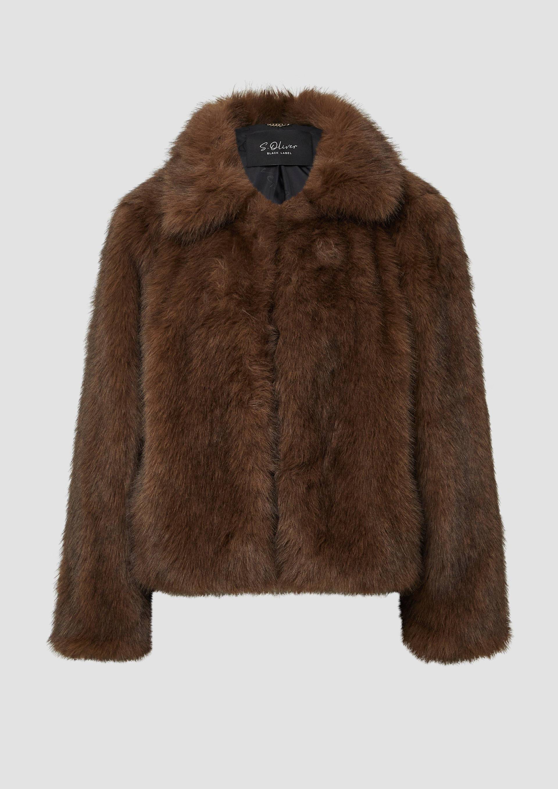 s.Oliver - Gefütterte Jacke aus Webpelz, Damen, braun von s.Oliver