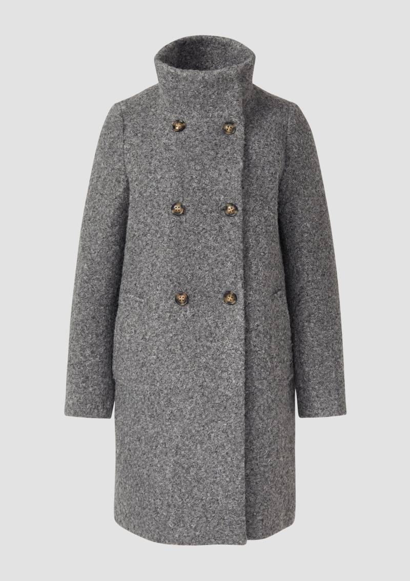 s.Oliver - Gefütterter Bouclé-Mantel mit Stehkragen, Damen, grau von s.Oliver