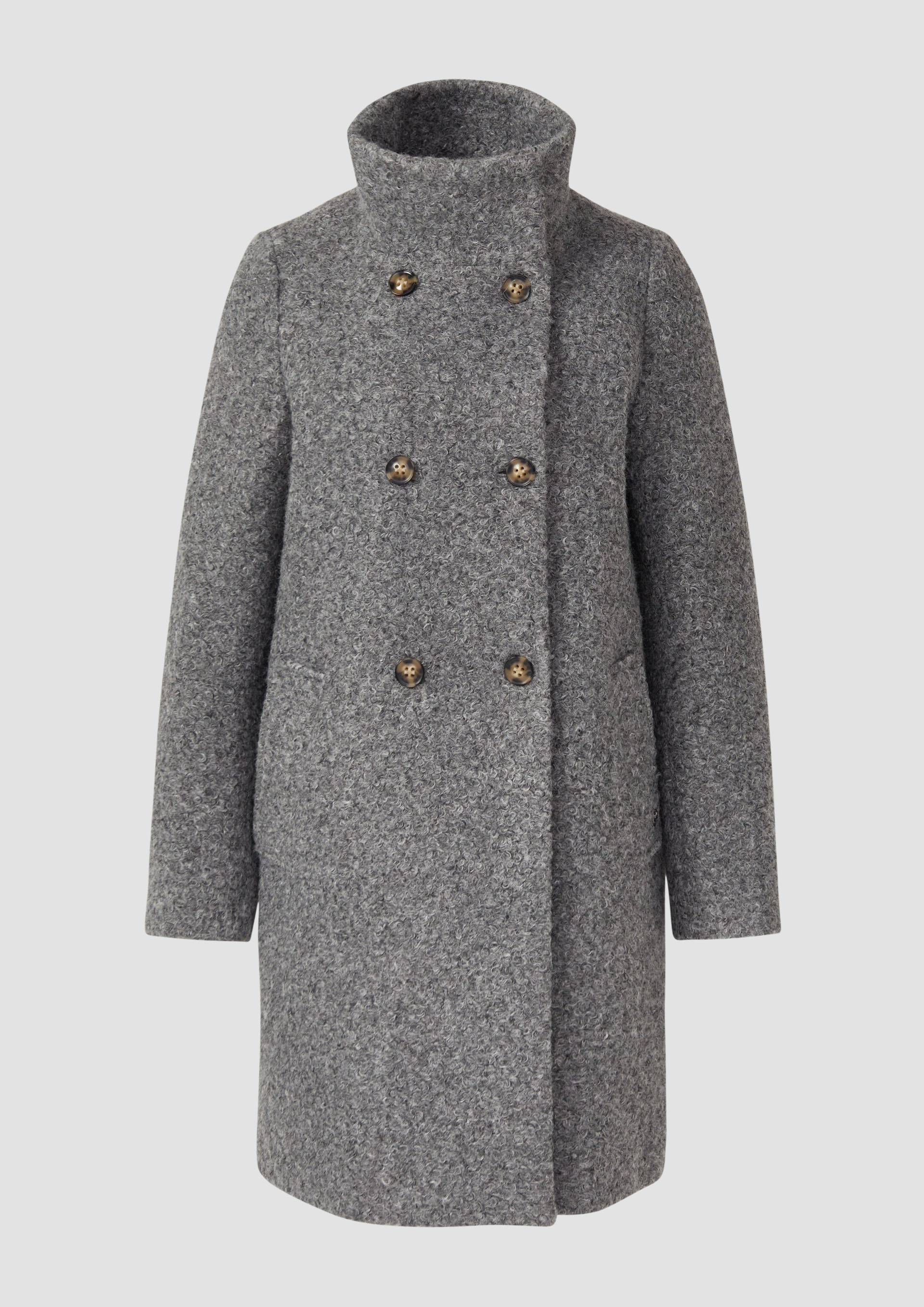 s.Oliver - Gefütterter Bouclé-Mantel mit Stehkragen, Damen, grau von s.Oliver