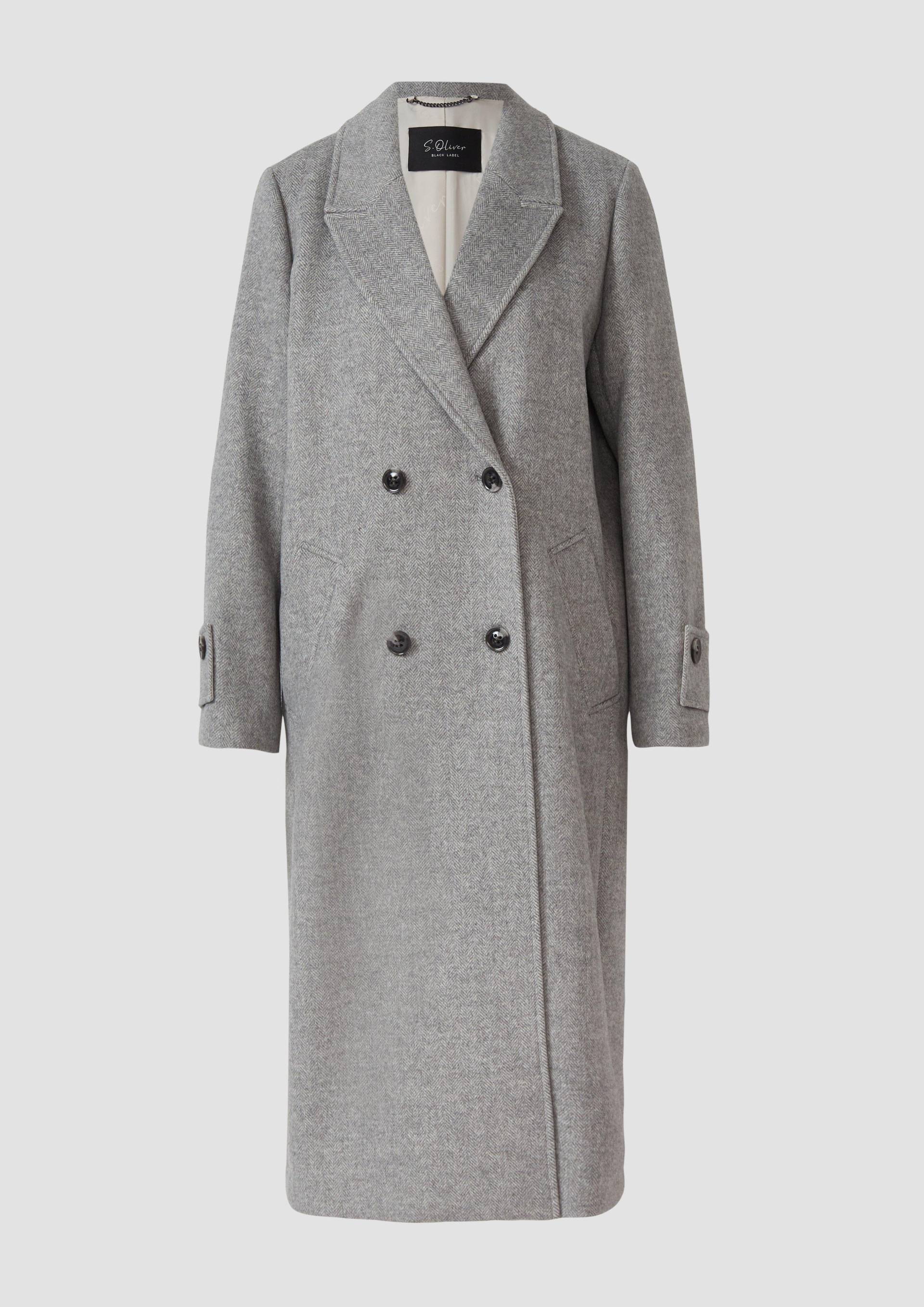s.Oliver - Gefütterter Wollmix-Mantel mit Reverskragen, Damen, grau von s.Oliver