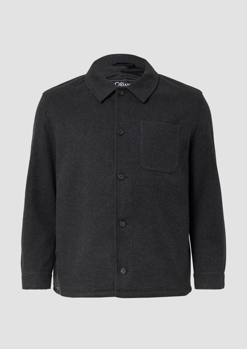 s.Oliver - Gefüttertes Overshirt in Woll-Optik mit Eingrifftaschen, Herren, grau von s.Oliver