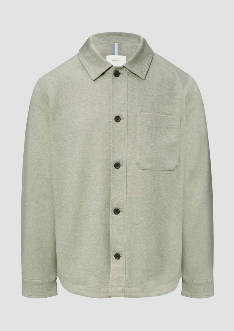 s.Oliver - Gefüttertes Overshirt in Wolloptik mit Eingrifftaschen, Herren, Beige von s.Oliver