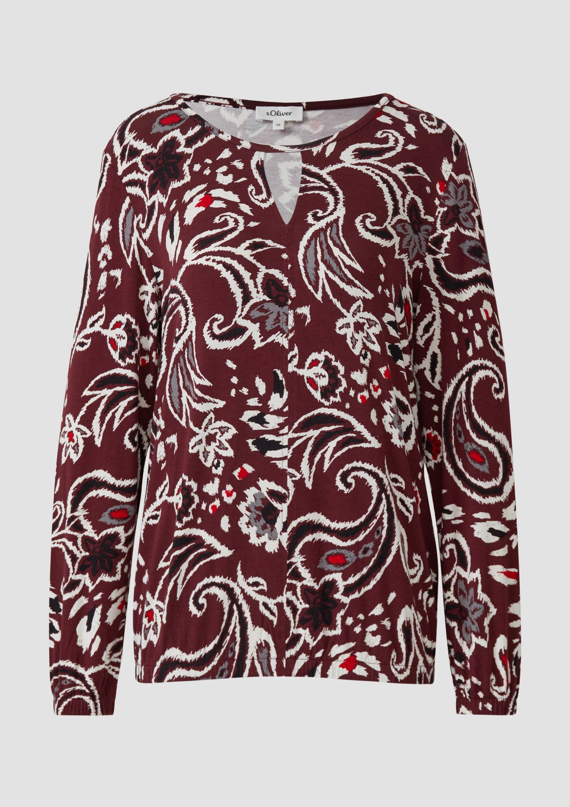 s.Oliver - Gemusterte Bluse im Relaxed Fit, Damen, rot|mehrfarbig von s.Oliver