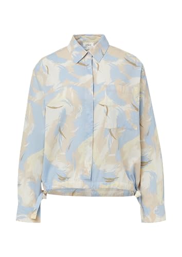 s.Oliver Gemusterte Hemdbluse mit Tunnelzug am Saum beige 44 von s.Oliver