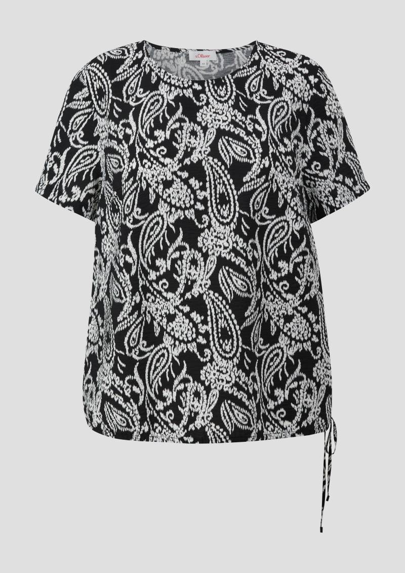 s.Oliver - Gemusterte Viskosebluse in O-Shape, Damen, schwarz|weiß von s.Oliver