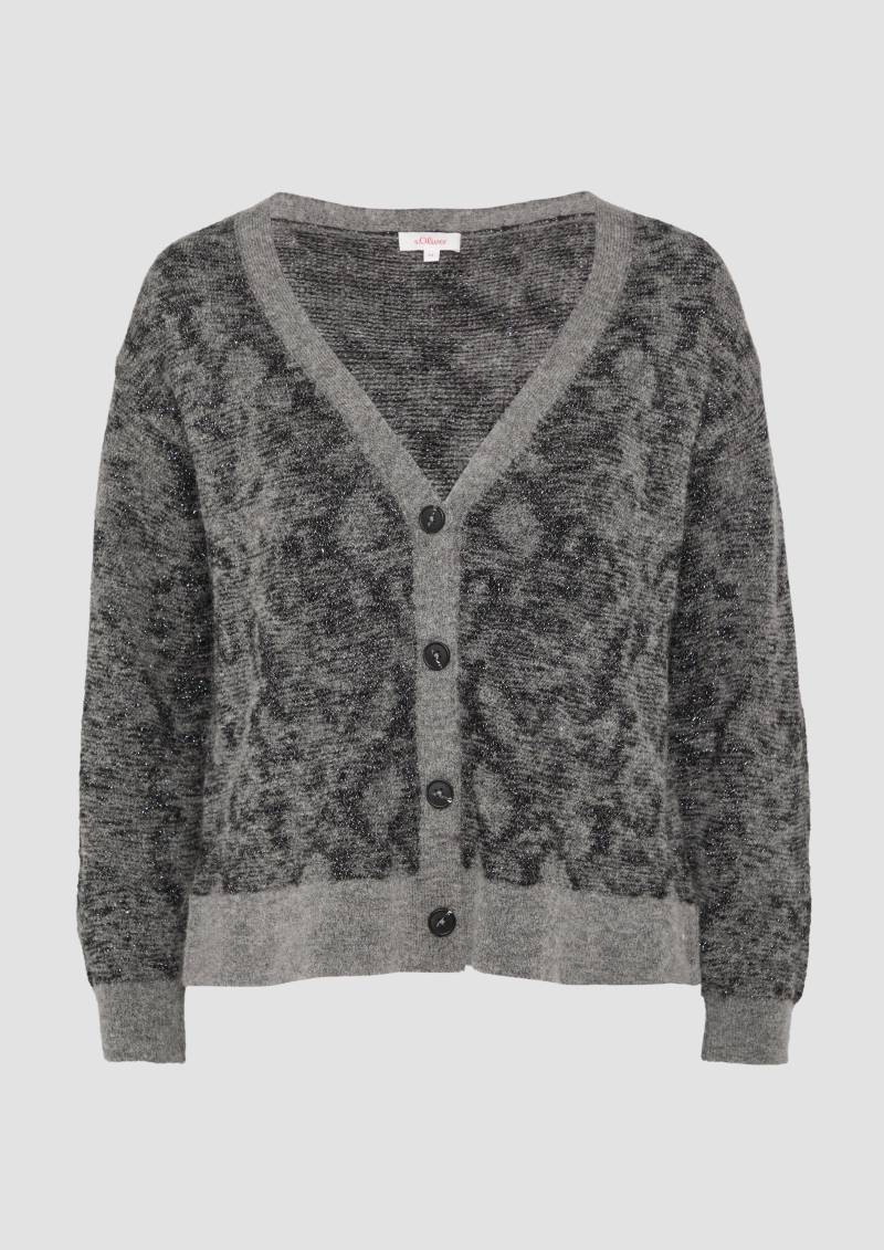 s.Oliver - Gemusterter Cardigan mit Glitzergarn, Damen, grau von s.Oliver