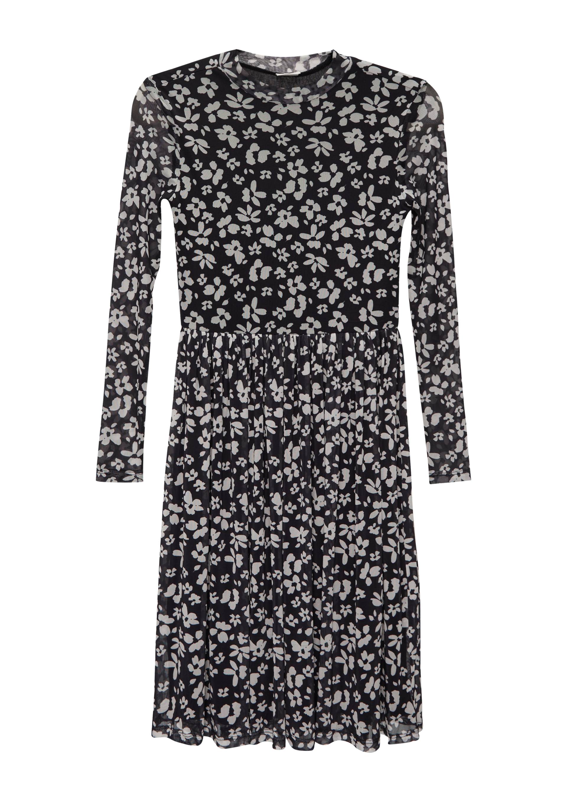 s.Oliver - Gemustertes Kleid aus unterlegtem Mesh, Mädchen, schwarz|weiß von s.Oliver