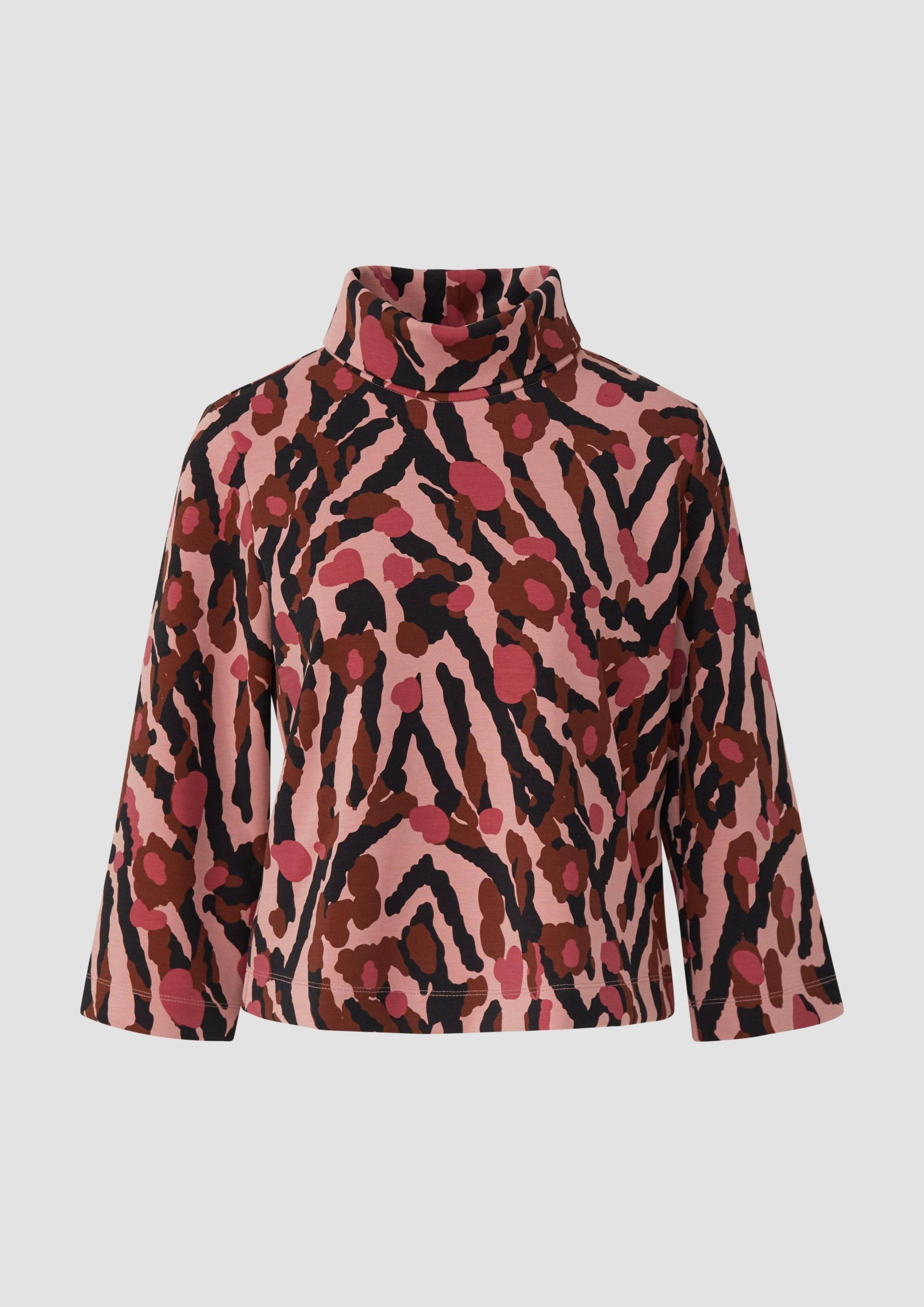 s.Oliver - Gemustertes Scuba-Shirt mit weiten Ärmeln, Damen, pink|mehrfarbig von s.Oliver
