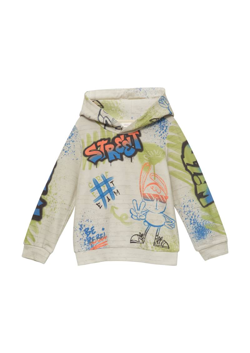 s.Oliver - Gemustertes Sweatshirt mit Kapuze, Kinder, Beige von s.Oliver