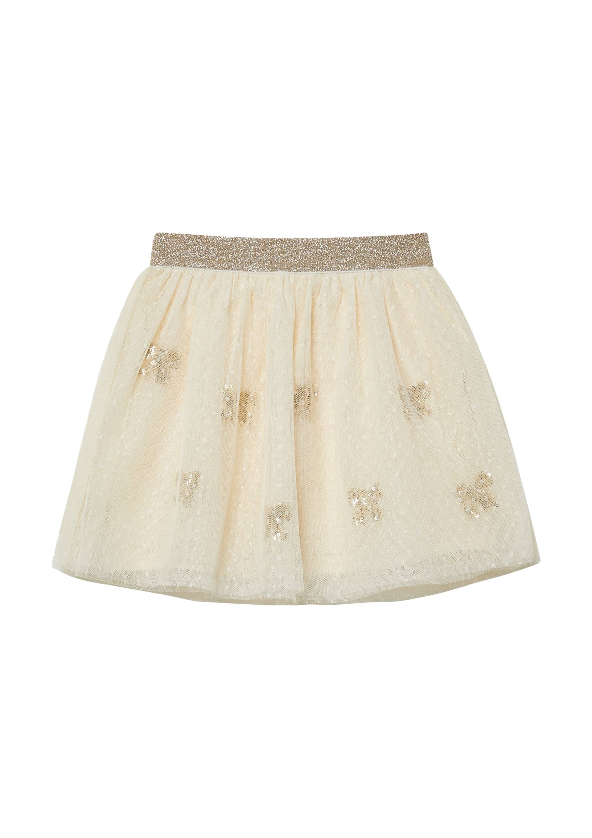 s.Oliver - Gepunkteter Mesh-Rock mit Glitzerbund und Pailletten, Kinder, Beige von s.Oliver