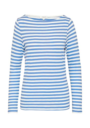 s.Oliver Geringeltes Langarmshirt aus Flammgarn mit U-Boot-Ausschnitt Royalblau 46 von s.Oliver