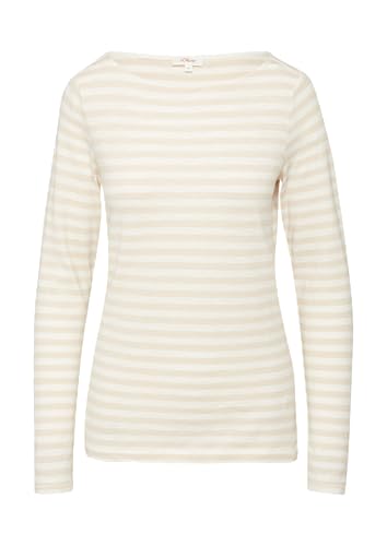 s.Oliver Geringeltes Langarmshirt aus Flammgarn mit U-Boot-Ausschnitt beige 42 von s.Oliver
